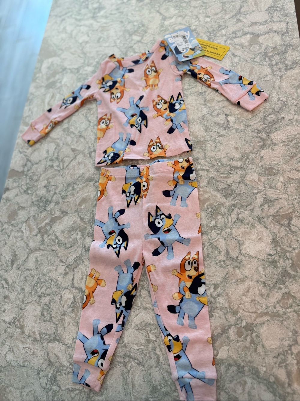 NWT Bluey & Bingo Girls Pink Cotton Pajama Set 12-18M